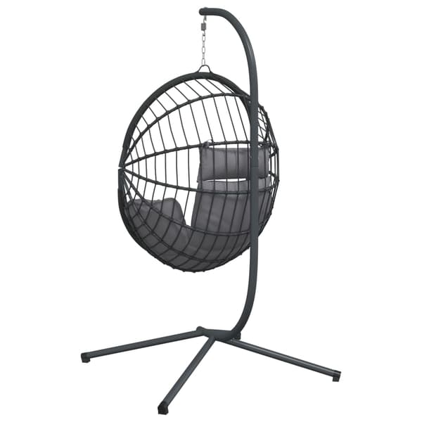 vidaXL Cocoon-riipputuoli jalustalla, harmaa rottinki ja teräs