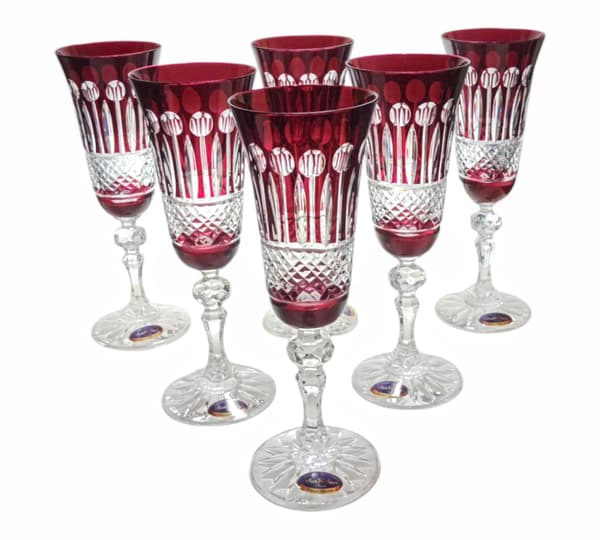 Rubin krystal champagneglas 150 ml franske