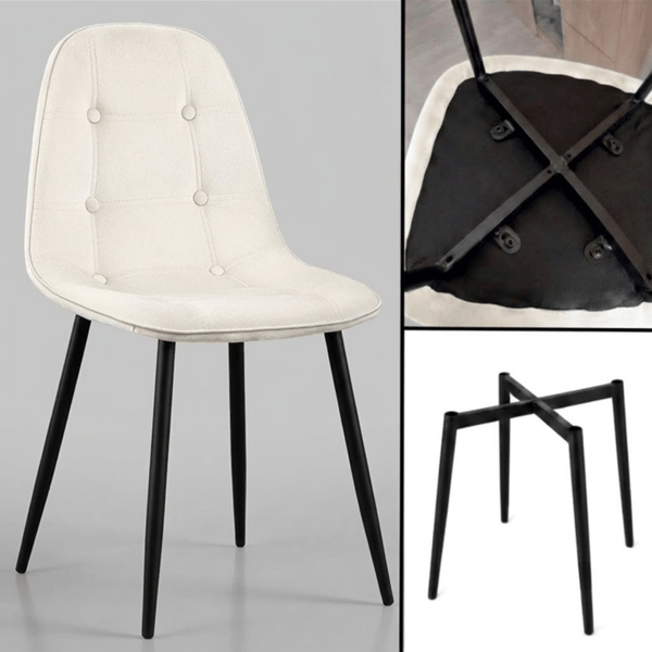Aristo fløjlsstol, beige, sorte ben