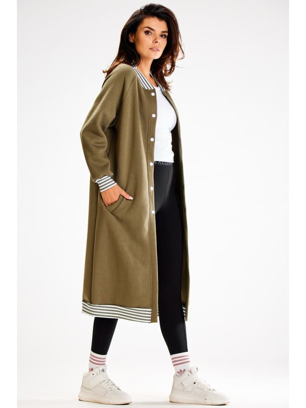 Løstsiddende cardigan - Khaki S/M