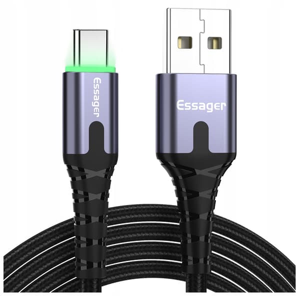 ESSAGER Snabb USB A till C-kabel 2 meter 7A 100W 2m Blå 200cm