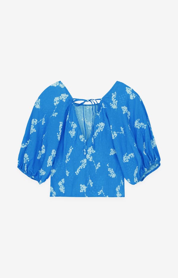 Jacquardblus med tryck 34