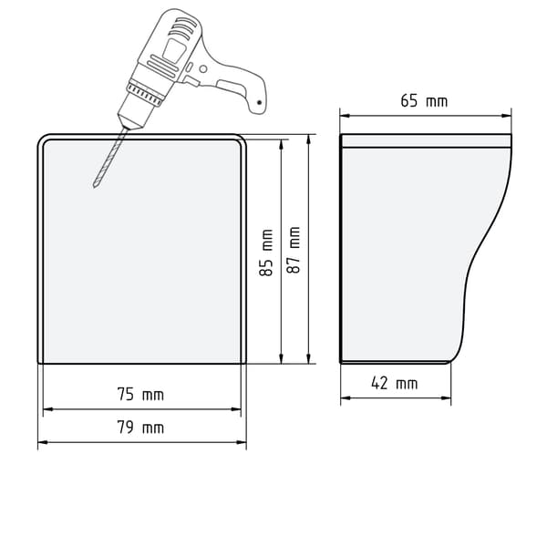 Beskyttelsesdæksel til stikkontakt 75x85 mm, sort