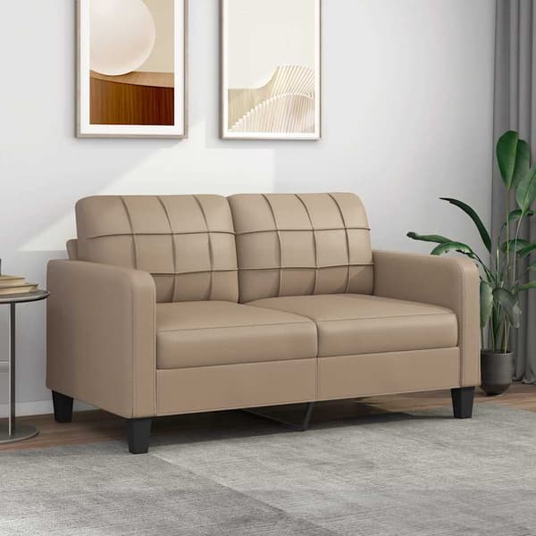 vidaXL 2-sitssoffa, Cappuccino, 140 cm, konstläder