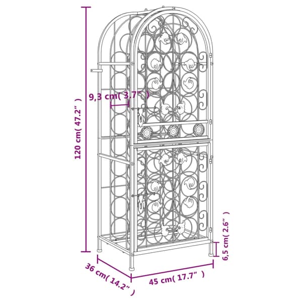 vidaXL 41 pulloteline musta 45x36x120 cm takorauta
