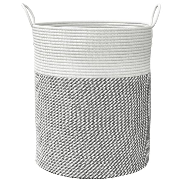 vidaXL Förvaringskorg grå och vit Ø38x46 cm bomull