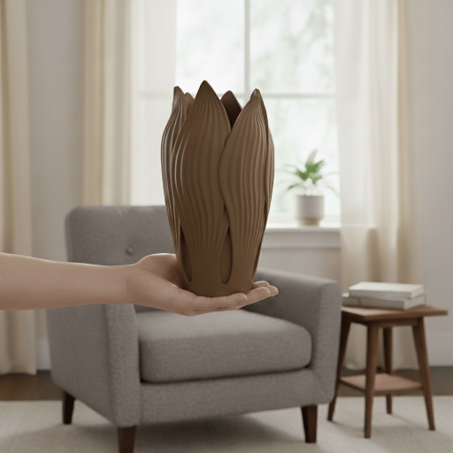 Brun bladformad dekorativ vas för blommor, modern design
