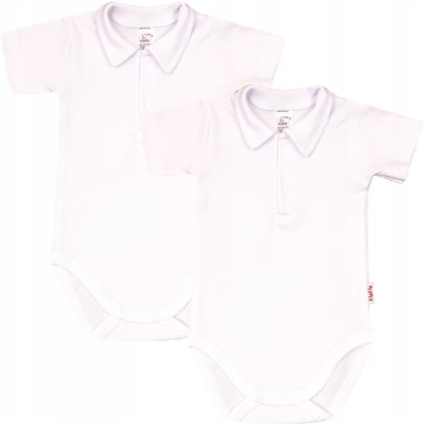 KR Bodysuit Polokrage 2PAK Vit r 74 klekle