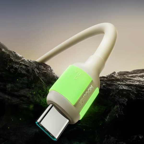 USB-A - USB-C kabel med fluorescerende spids 1,2 m - beige
