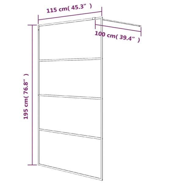 vidaXL sølvfarvet bruseskærm 115x195 cm klart ESG-glas