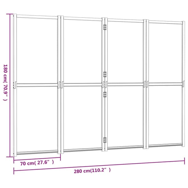 vidaXL 4-panels rumdeler sort 280 x 180 cm