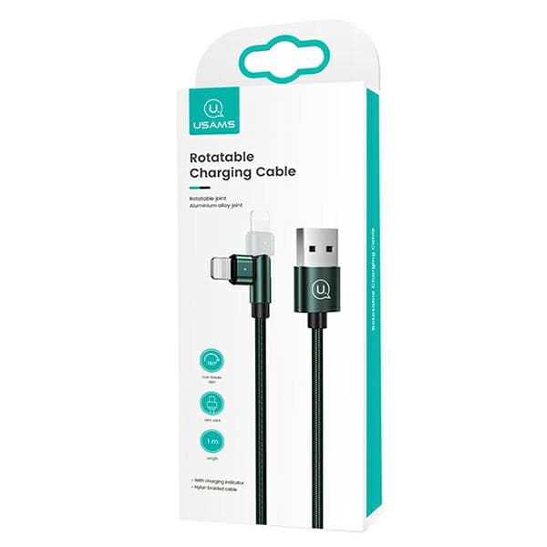USAMS punottu pyörivä kaapeli U60 2A USB-A - Lightning Green