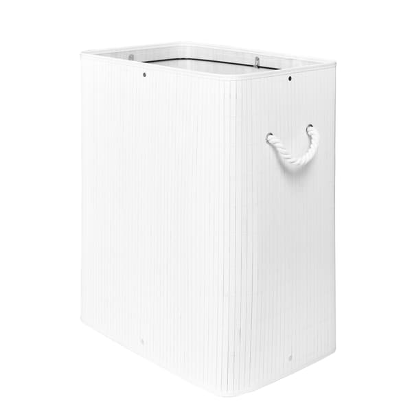 Bambu tvättkorg med lock 100L vit