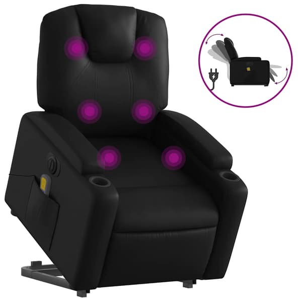 vidaXL elektrisk lænestol med massage, sort