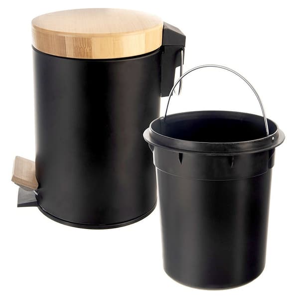 Metal affaldsspand med pedal, sort, SORT, 3 l