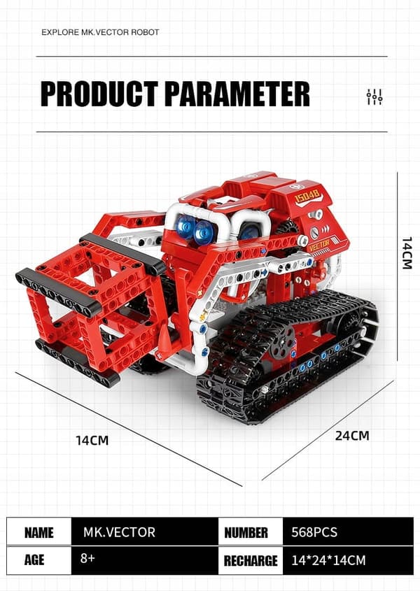 Fjernstyret Robot Vector 3-i-1 RC - 568-delte Technic-klodser