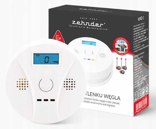 Zehnder KMD-1 Kolmonoxiddetektor, Larm 85 dB, 3 år