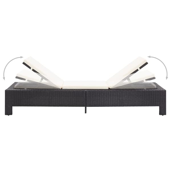 vidaXL liggestol med hynde, sort, polyrattan