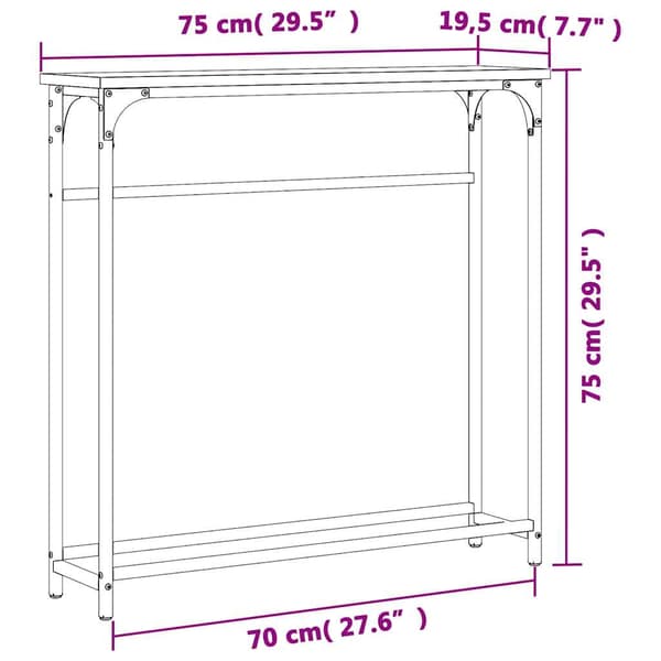 vidaXL konsolbord røget eg 75x19,5x75 cm