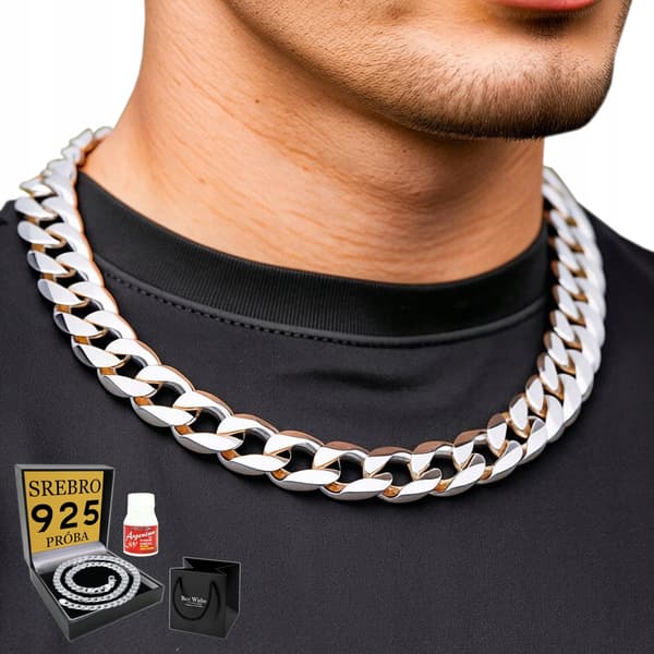 FULL Herrkedja Silverkedja TJOCK 13mm Pansar Diamant