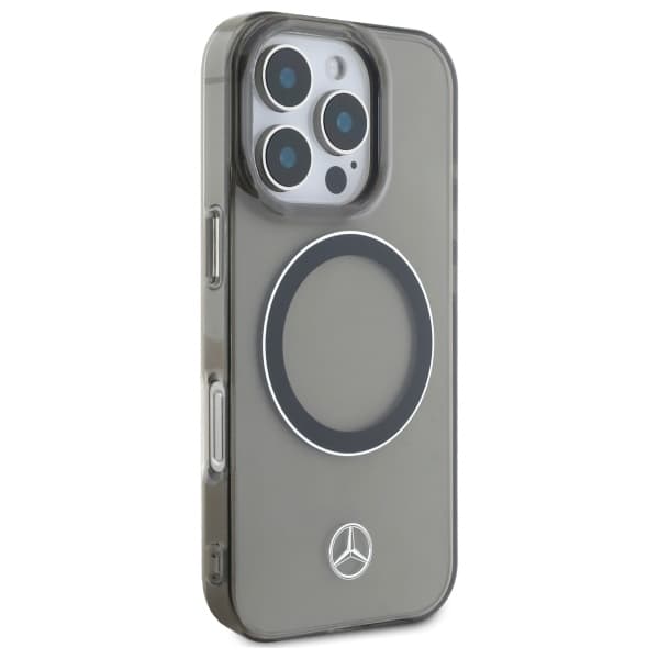 Mercedes Silver Ring MagSafe -kotelo iPhone 16 Pro Maxille, musta