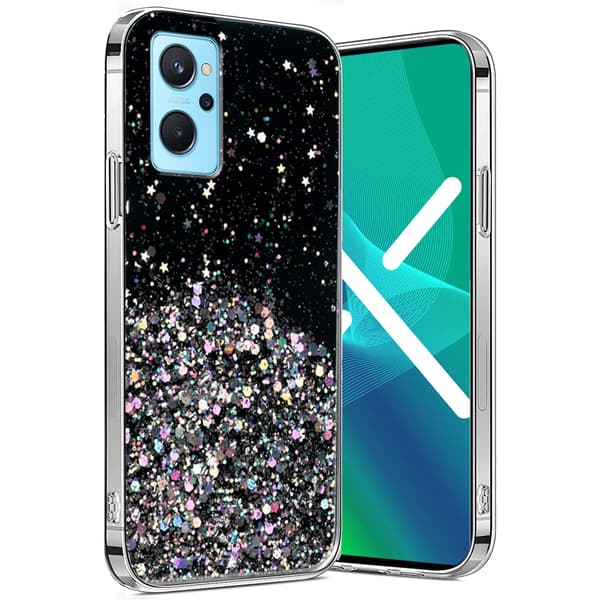 Etui til Realme 9i / Oppo A96, Glitrende, Sort