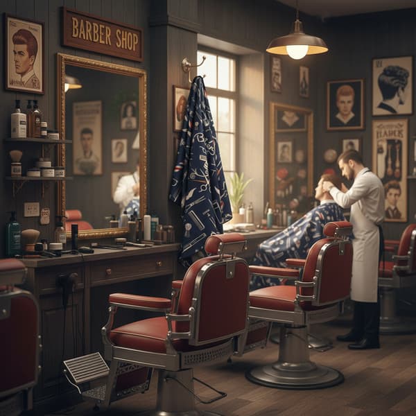 Barbermantel för en stor hårsalong