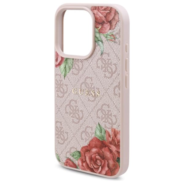 Guess 4G Blomsterprint MagSafe-etui til iPhone 16 Pro Max, lyserød