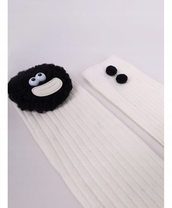 Børnestrømper ribbet ecru smiley one size