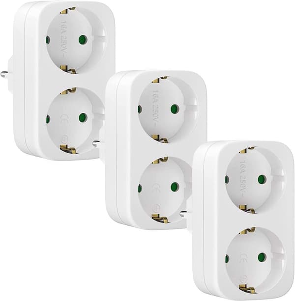 Splitteradapter 2 i 1 stikkontakter 3 stk.
