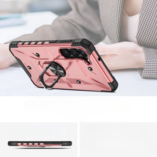 Pansret cover til Samsung Galaxy S23, med ring, rosaguld