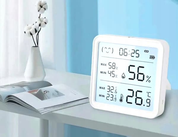 Tuya TH08Pro Bluetooth-sensor, stor LCD-skärm, temperatur och luftfuktighet, klocka