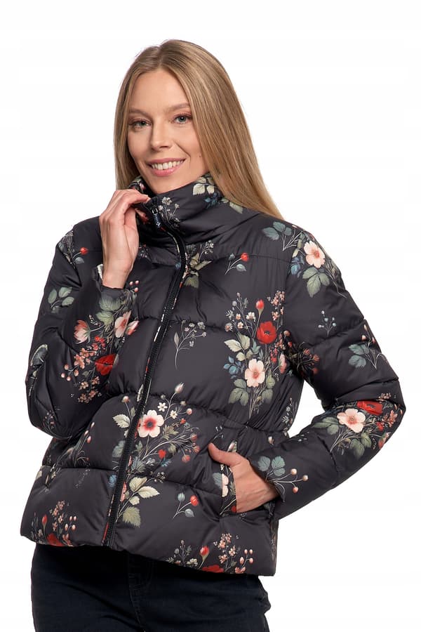 Moraj dammad jacka med högt ståkrage kort modell vinter XL