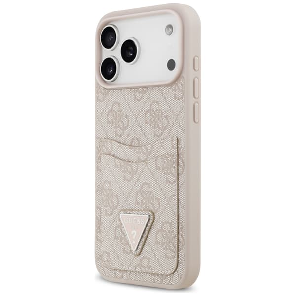 Guess 4G Dobbelt Kort Trekantet Etui til iPhone 17 Pro Max Lyserød