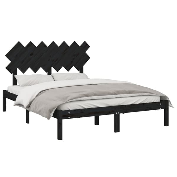 vidaXL sengestel sort 140x190 cm massivt træ