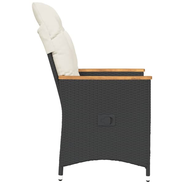 vidaXL havestol med hynder, sort polyrattan
