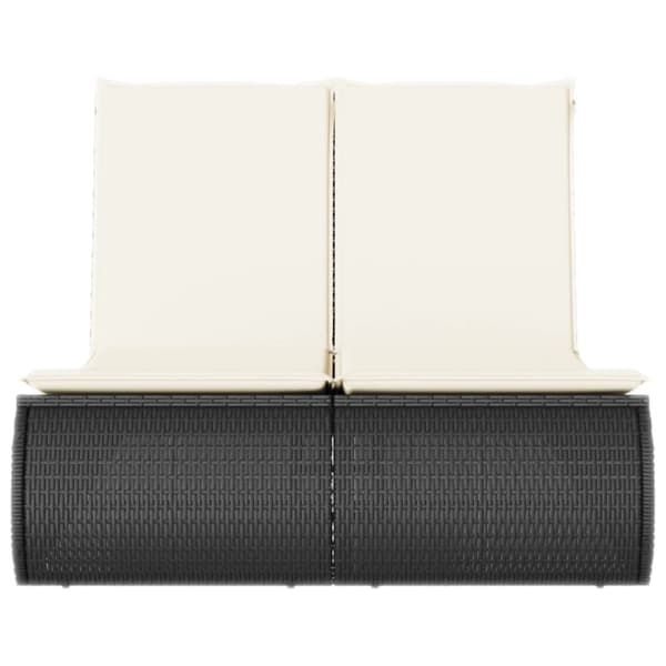 vidaXL dobbelt dagseng med hynder, sort, polyrattan