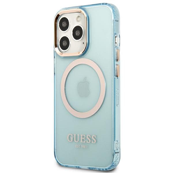 Guess Gold Outline Translucent MagSafe-etui til iPhone 13 Pro / 13, blå