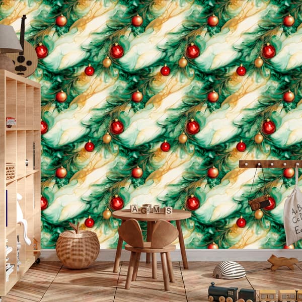 Musteenvihreä, pullonvihreä ja kermanvärinen tapetti 50x1000 cm