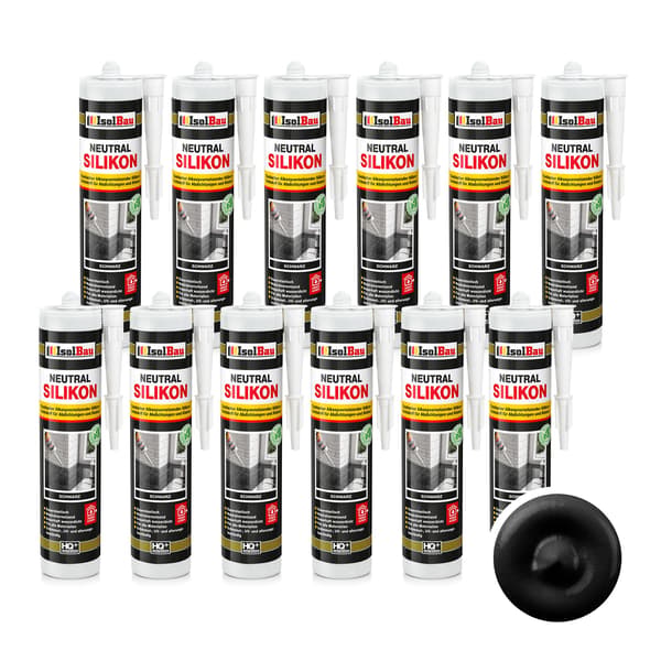 IsolBau Neutral Silikone Sort Neutralsilikone 12 x 300ml