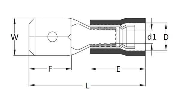Isoleret kabelstik 6,3x0,8 hanterminal 1,5-2,5 mm