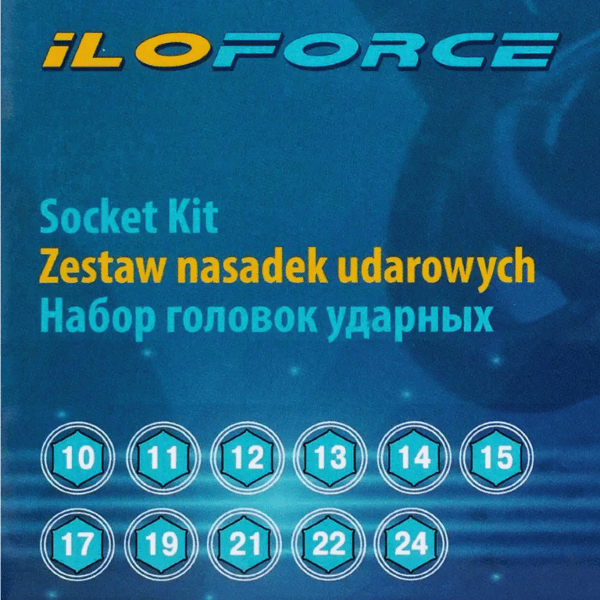 ILOFORCE 1/2" slagtopnøglesæt, 11 dele + kuffert
