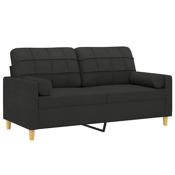 vidaXL 2-sitssoffa med kuddar, svart, 140 cm, tyg