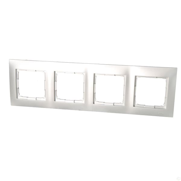 4-ganget universalramme IP20 / IP44, mat sølv Simon54