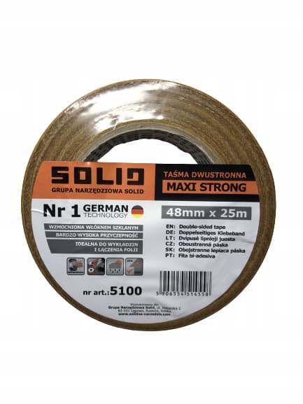 Solid maxi stark dubbelhäftande tejp 48 mm x 25 m