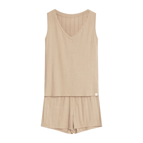 Jenius 3 Esotiq Ærmeløs Pyjamas til Kvinder | Beige M