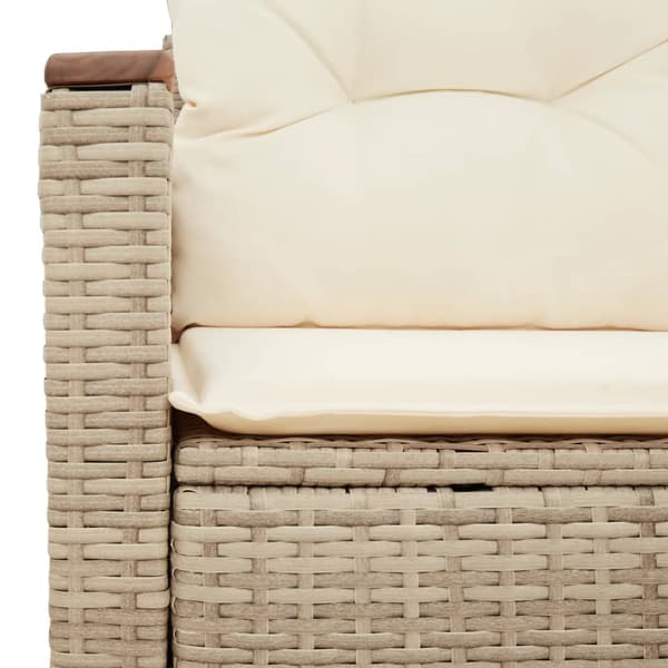 vidaXL Trädgårdssoffa med kuddar, 2-sits, beige, polyrotting