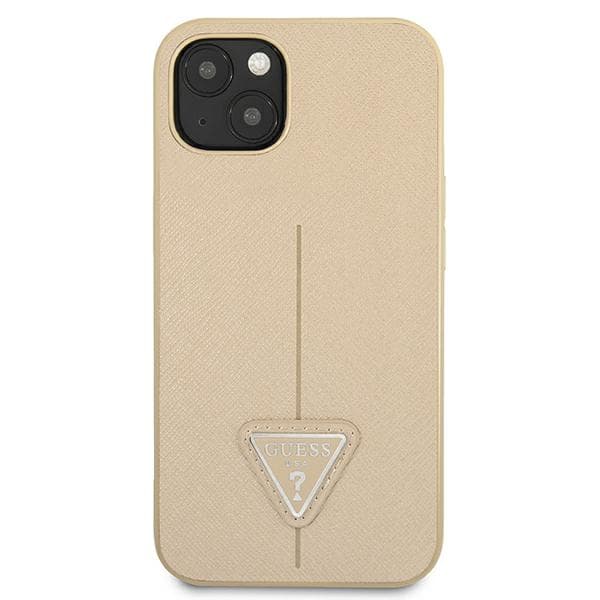 Guess Saffiano Triangle Logo-etui til iPhone 13 mini, Beige