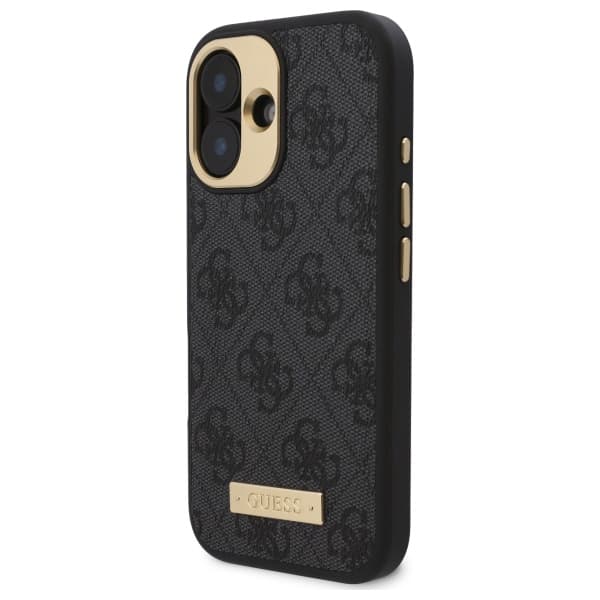 Guess 4G Logo Plate MagSafe-etui til iPhone 16 Plus, sort