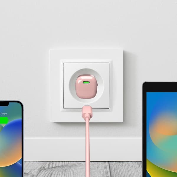 USB-C GaN 20W vægoplader - lyserød